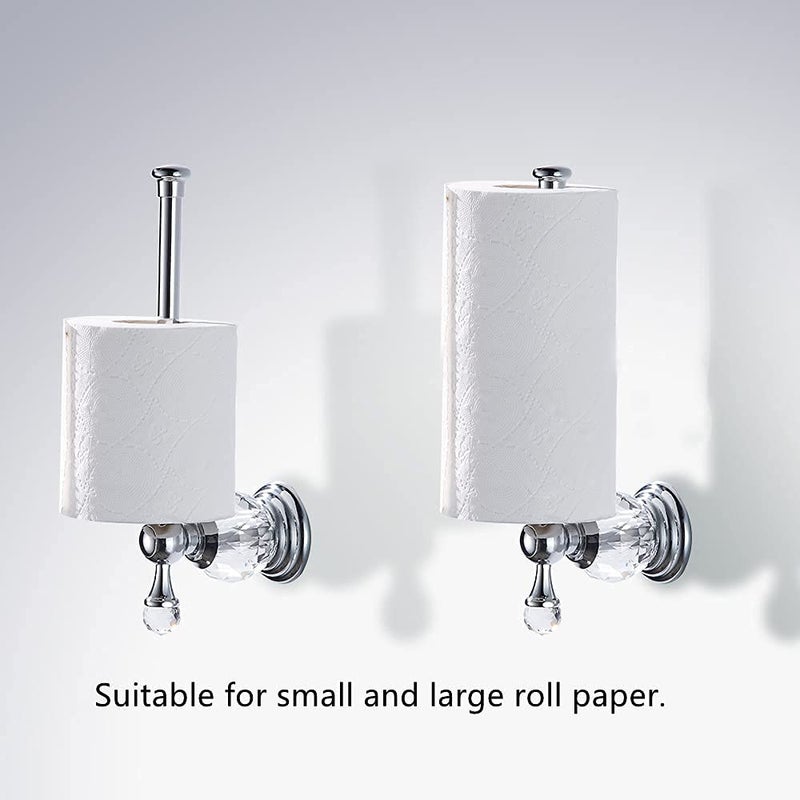 BATHSIR Crystal Toilet Paper Holder, SilverToilet Roll Holder Modern Bathroom Accessories Zinc Alloy Tissue Hanger Wall Mounted - Image 4